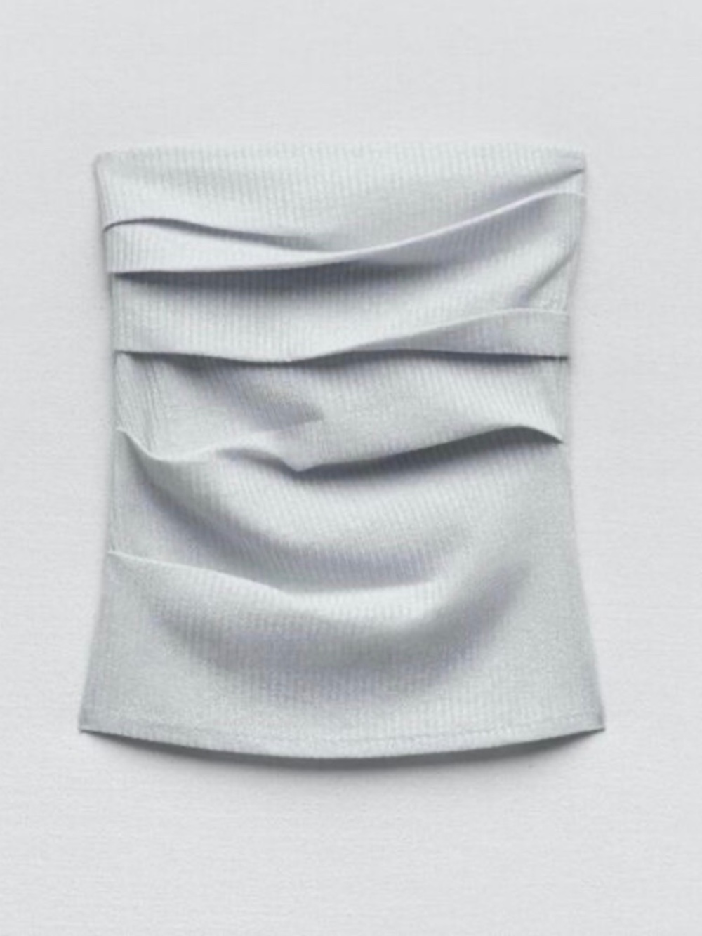NWT Zara Bandeau Strapless Knit Metallic Pleated Side Tube Top S